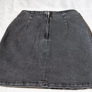 Distressed Black Jean Mini Skirt